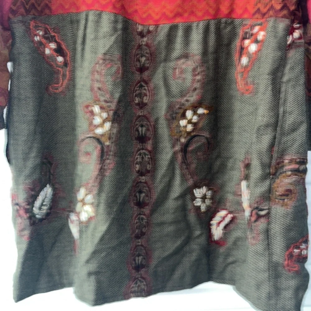 Soft Surroundings Izmir Patchwork Cardigan Jacket Sz Med Brown Embroidery Boho - Picture 6 of 9